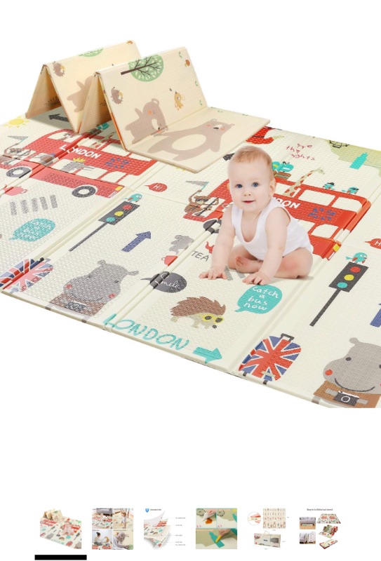 Photo 1 of 78" X 70" Baby Play Mat Floor Mat Foam Playmat, Non-Toxic Foldable Waterproof Crawling Mat for Toddlers and Infants