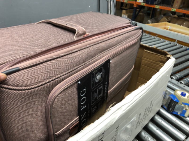 Photo 2 of LONDON FOG Newcastle Softside Expandable Spinner Luggage, Rose Charcoal Herringbone, 4 Piece Set
