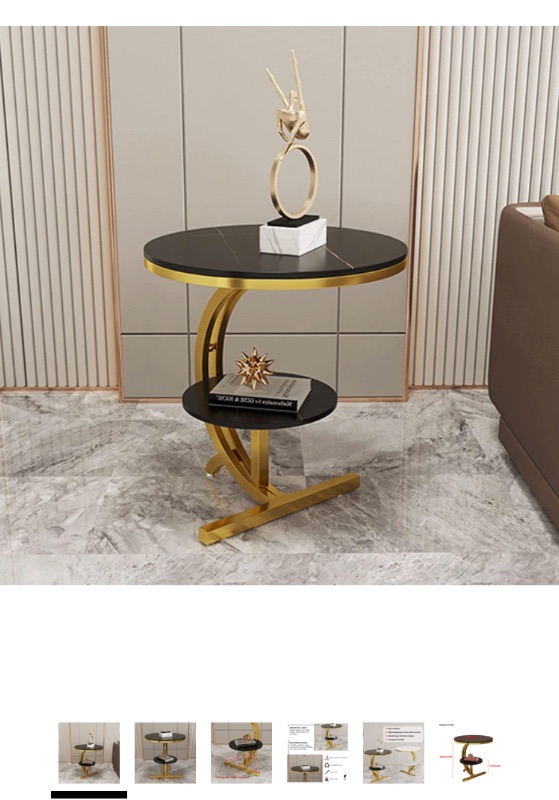 Photo 1 of End Table,2 Layer Coffee Table Modern Minimalist Side Table for Living Room(Size:17.8inch,Color:Black)