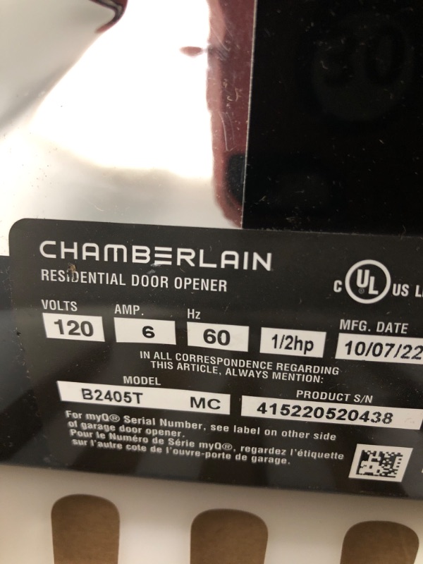 Photo 4 of **SEE NOTE** Chamberlain B2405 Garage Door Opener 0.5 HP Belt Drive WiFi Compatible