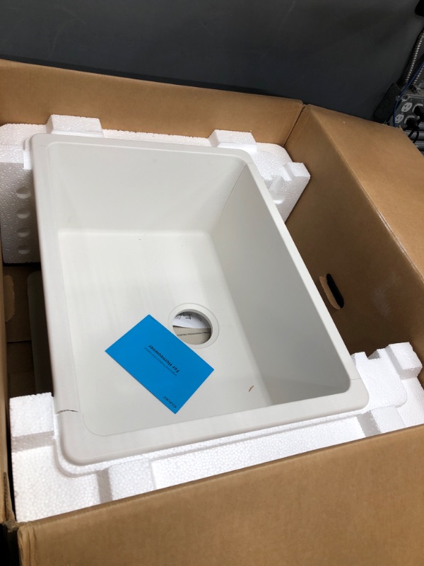 Photo 2 of Elkay Quartz Classic ELGU2522WH0 Single Bowl Undermount Sink, White White Sink Only (See photos for major damage)