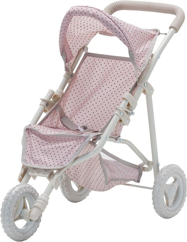 Photo 1 of Olivia's Little World Baby Doll Jogging Stroller Polka Dots Princess Collection, Doll Pram for 18" Dolls, Foldable Stroller, Pink & Gray
