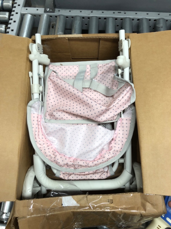 Photo 2 of Olivia's Little World Baby Doll Jogging Stroller Polka Dots Princess Collection, Doll Pram for 18" Dolls, Foldable Stroller, Pink & Gray
