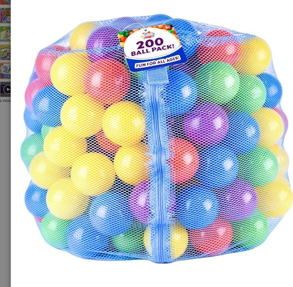 Photo 1 of 200 Ball Pit Balls for Kids – Plastic Ball Refill Pack for Kids | Phthalate and BPA Free Non-Toxic Plastic Ball Pack | Reusable Storage Bag with Zipper – Sunny Days Entertainment
