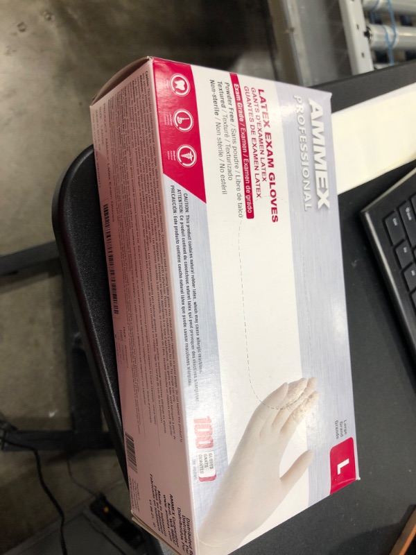 Photo 2 of AMMEX White Latex Disposable Exam-Grade Gloves, 4 Mil, Powder-Free, Food-Safe, Lightly-Textured, Non-Sterile
