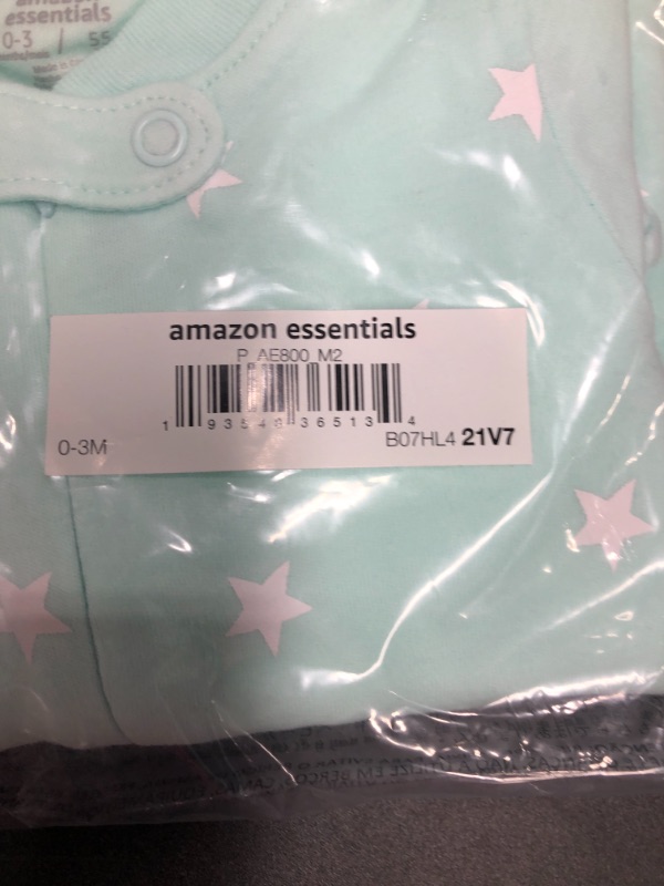 Photo 3 of Amazon Essentials Baby Girls' Footed Zip-Front Sleep and Play, Multipacks 2 Multicolor, Stars 3 Months