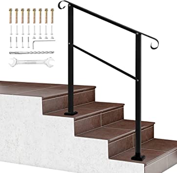 Photo 1 of *NOT exact stock photo, use for reference*
Outdoor Stair Railing, Handrails for Outdoor Steps, Handrail Fits 2 Steps Metal Handrail Stair Rail with Installation Kit Hand Rails for Outdoor Steps
