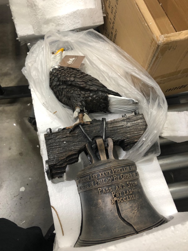 Photo 2 of DWK Let Freedom Ring Bald Eagle on Philidelphia Liberty Bell Statue, 19 Inch