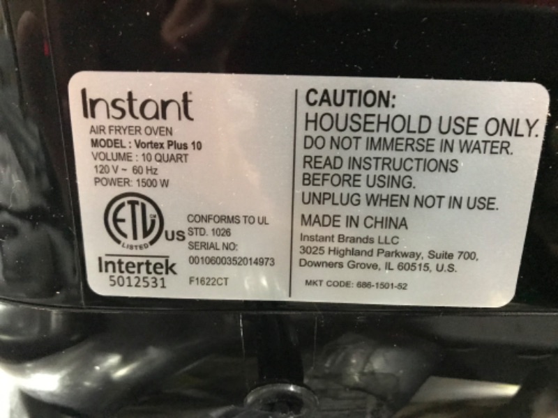 Photo 2 of Instant Vortex Plus 10-Quart Air Fryer, From the Makers of Instant Pot, 7-in-10 Functions, with EvenCrisp Technology, App with over 100 Recipes, Stainless Steel
