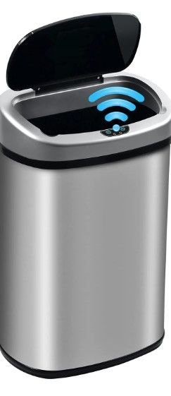 Photo 1 of 13 Gallon 50 Liter Kitchen Trash Can with Touch-Free & Motion Sensor, Automatic Stainless-Steel Garbage Can,