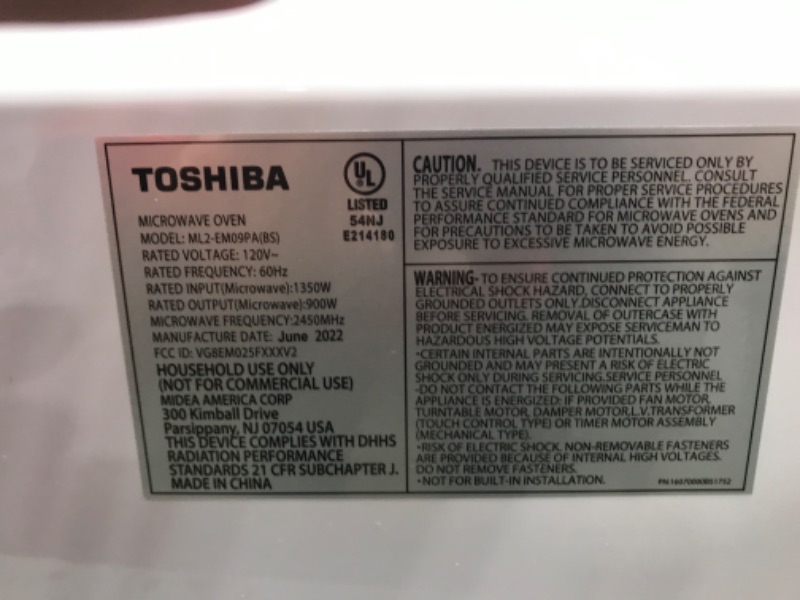 Photo 2 of TOSHIBA EM131A5C-SS Countertop Microwave Oven, 1.2 Cu Ft with 12.4" Turntable, Smart Humidity Sensor with 12 Auto Menus, Mute Function & ECO Mode, Easy Clean Interior, Stainless Steel & 1100W
