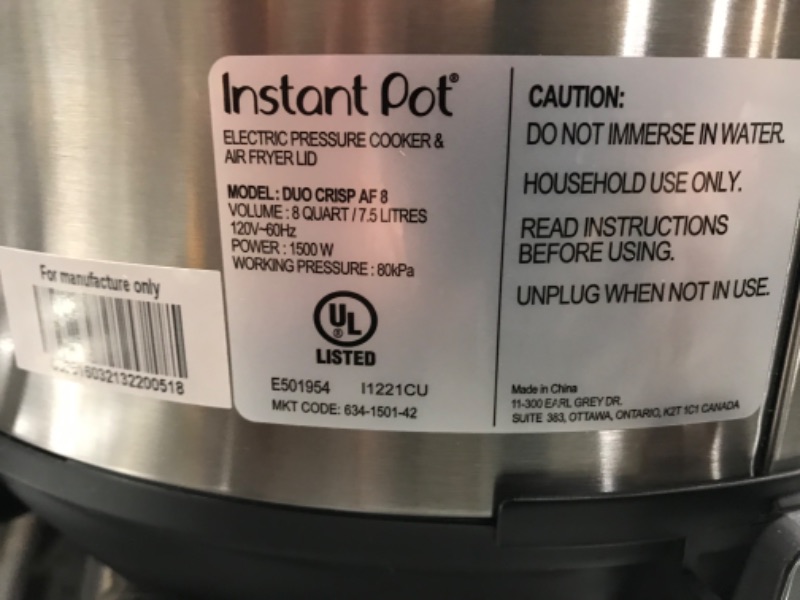 Photo 4 of Instant Pot Duo Crisp 11-in-1 Air Fryer and Electric Pressure Cooker Combo with Multicooker Lids that Air Fries, Steams, Slow Cooks, Sautés, Dehydrates, & More, Free App With Over 800 Recipes, 8 Quart
