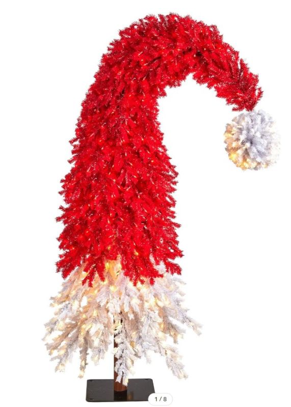 Photo 1 of **Damaged**
9’ Holiday Red Santa’s Hat Christmas Tree with 600 LED lights and 1992 Bendable Branches
