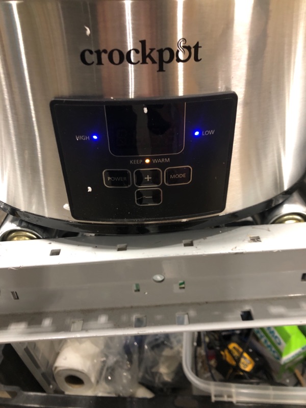 Photo 1 of ***TESTED POWERS ON*** Crockpot 8 Quart Slow Cooker with Auto Warm Setting and Cookbook, Black Stainless Steel