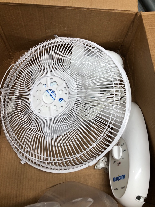 Photo 3 of Hurricane Supreme 12 Inch Oscillating Wall Mount Fan with 3 Speed Settings and 90 Degree Oscillation, White Wall Mount 12"