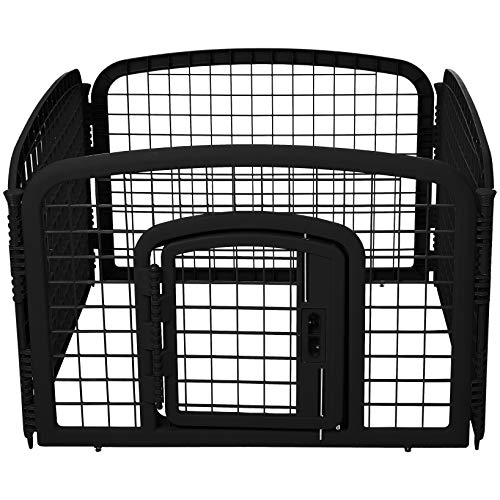 Photo 1 of Amazon Basics 4-Panel Plastic Pet Pen Fence Enclosure with Gate - 35 X 35 X 24 Inches, Black
