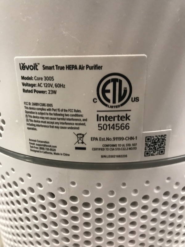 Photo 4 of LEVOIT Air Purifiers for Home Large Room, Smart WiFi and PM2.5 Monitor H13 True HEPA Filter Removes Up to 99.97% of Particles, Pet Allergies, Smoke, Dust, Auto Mode, Alexa Control, White
