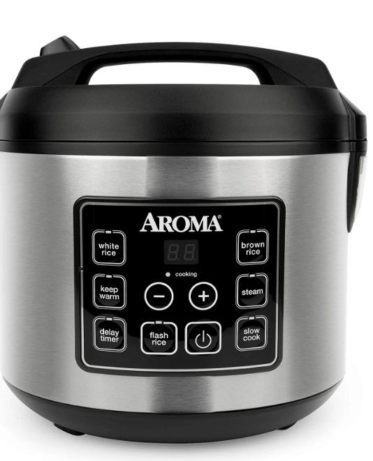 Photo 1 of Aroma Housewares 20 Cup Cooked (10 cup uncooked) Digital Rice Cooker, Slow Cooker, Food Steamer, SS Exterior (ARC-150SB),Black
