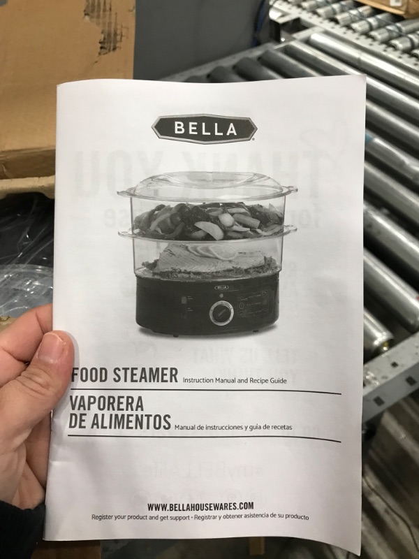 Photo 3 of BELLA Two Tier Food Steamer, Healthy, Fast Simultaneous Cooking, Stackable Baskets for Vegetables or Meats, Rice/Grains Tray, Auto Shutoff & Boil Dry Protection, 7.4 QT, Black
