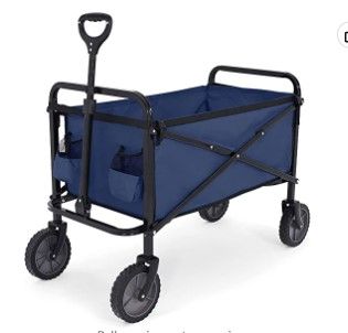 Photo 1 of ABCCANOPY Folding Collapsible Utility Wagon Cart Outdoor Garden Shopping Camping Cart, Navy Blue
