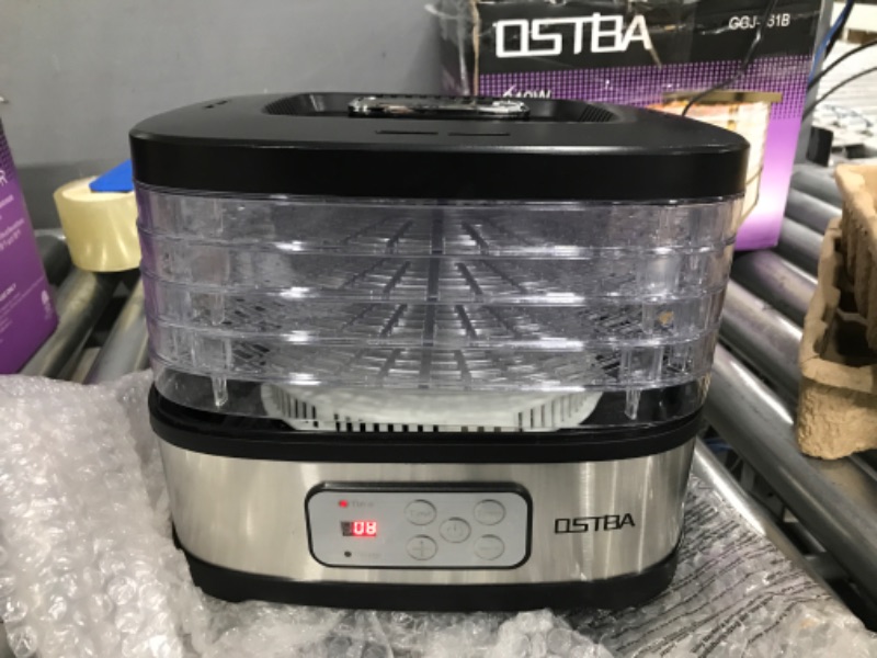 Photo 1 of OSTBA Food Dehydrator Machine Adjustable Temperature & 72H Timer, 5-Tray Dehydrators for Food and Jerky, Fruit, Dog Treats, Herbs, Snacks, LED Display, 240W Electric Food Dryer, Recipe Book Electronic Control