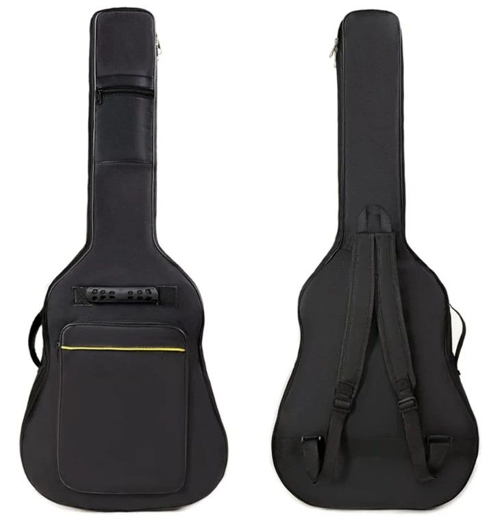 Photo 1 of 41 Inches Guitar Bag, High Quality Dual Adjustable Shoulder Strap Acoustic Guitar Gig Bag, Guitar Case Waterproof Oxford Cloth 0.3 Inch Thicken Sponge Pad, Black
