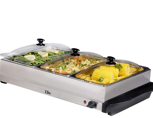 Photo 1 of Elite Gourmet - 3 Tray Electric Buffet Server - Stainless Steel
