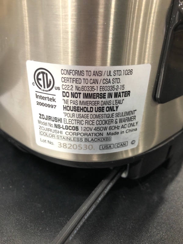 Photo 4 of ***TESTED***Zojirushi NS-LGC05XB Micom Rice Cooker & Warmer, 3-Cups (uncooked), Stainless Black