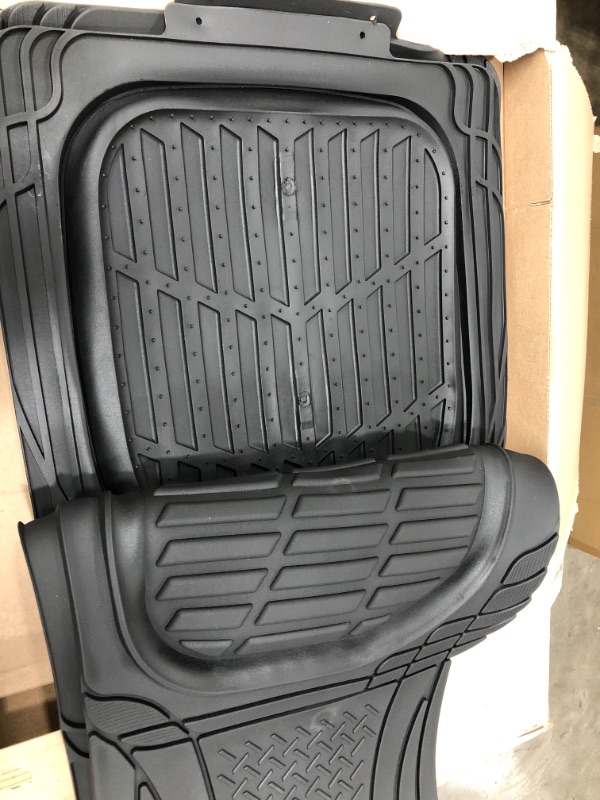 Photo 3 of Motor Trend 923-BK Black FlexTough Contour Liners-Deep Dish Heavy Duty Rubber Floor Mats for Car SUV Truck & Van-All Weather Protection Trim to Fit Most Vehicles Black Full Set