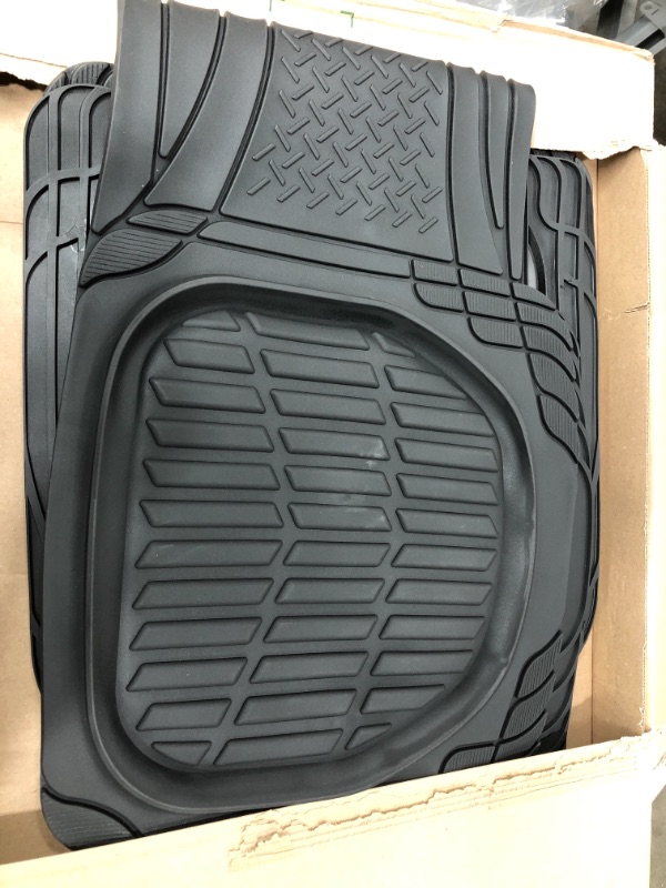 Photo 2 of Motor Trend 923-BK Black FlexTough Contour Liners-Deep Dish Heavy Duty Rubber Floor Mats for Car SUV Truck & Van-All Weather Protection Trim to Fit Most Vehicles Black Full Set