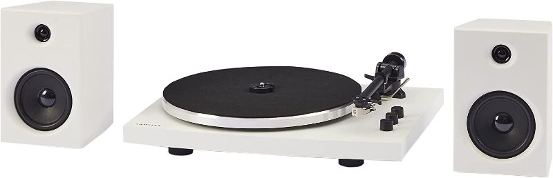 Photo 1 of Crosley T150C-WH 2-Speed Bluetooth Turntable Record Player System with Weighted Tone Arm and Stereo Speakers, White
