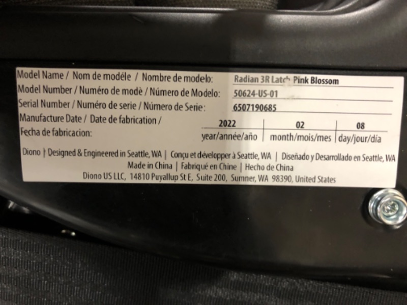 Photo 4 of Diono Radian 3R, 3-in-1 Convertible Car Seat, Rear Facing & Forward Facing, 10 Years 1 Car Seat, Slim Fit 3 Across, Pink Blossom Radian 3R Fits 3 Across Pink Blossom