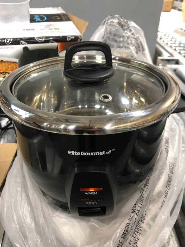 Photo 2 of Elite Gourmet ERC2010B# Electric 10 Cup Rice Cooker with 304 Surgical Grade Stainless Steel Inner Pot Makes Soups, Stews, Grains, Cereals, Keep Warm Feature, 10 cups cooked (5 Cups uncooked), Black 10 Cups Cooked Black