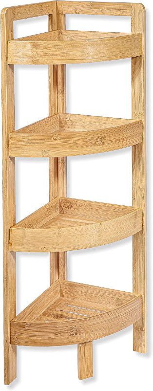 Photo 1 of 31.5" 4 Tier Bamboo Corner Storage Shelf By Trademark Innovations