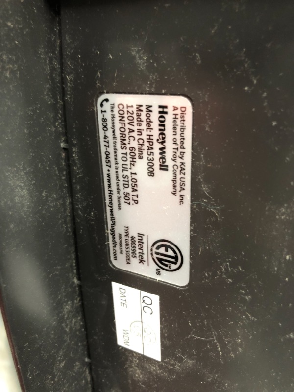 Photo 1 of Honeywell HPA5300 InSight HEPA Air Purifier with Air Quality Indicator and Auto Mode, Allergen Reducer for Extra-Large Rooms (500 sq ft), Black - Wildfire/Smoke, Pollen, Pet Dander & Dust Air Purifier