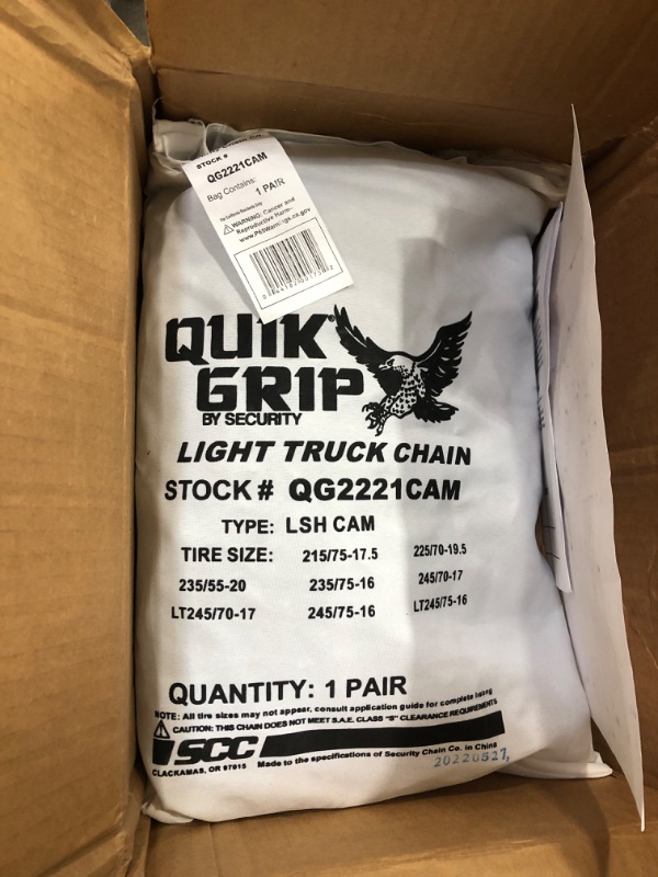 Photo 2 of Security Chain Company QG2221CAM Quik Grip Light Truck CAM LSH Tire Traction Chain - Set of 2 Cam Style