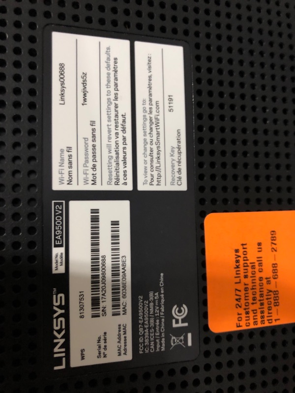 Photo 4 of Linksys WiFi 5 Router, Tri-Band, 3,000 Sq. ft Coverage, 25+ Devices, Speeds up to (AC5400) 5.4Gbps - EA9500