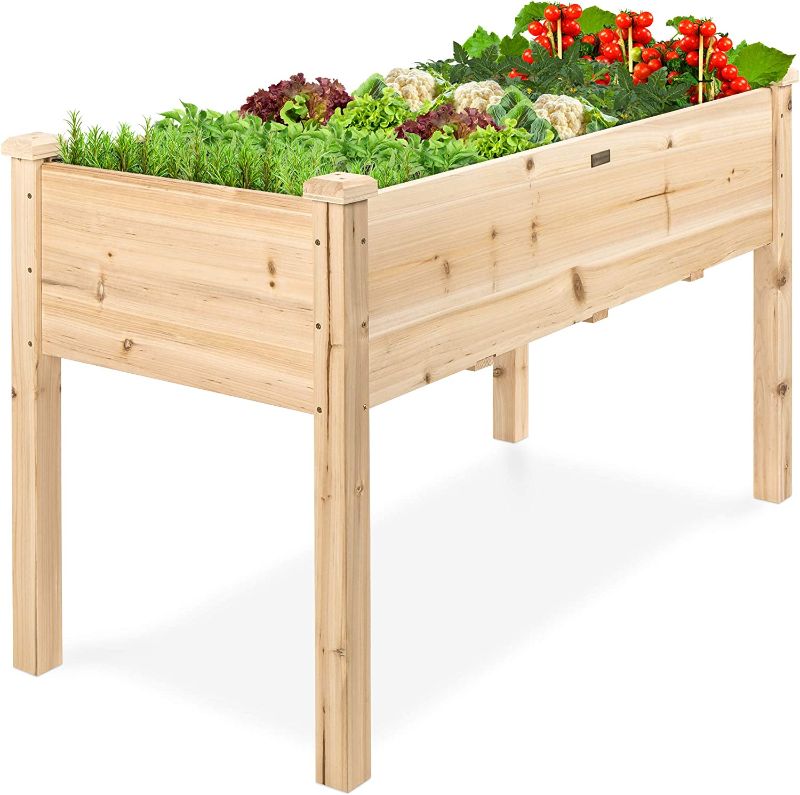 Photo 1 of  Raised Garden Bed, Elevated Wood Planter Box Stand for Backyard, Patio, Balcony w/Bed Liner, 200lb Capacity