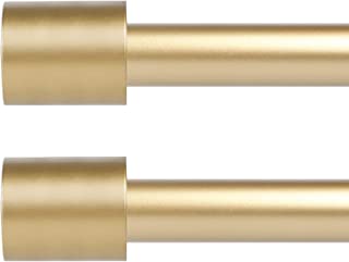 Photo 1 of 2 Pack Gold Curtain Rods for Windows 28 to 48 Inch(2.3-4ft),1 Inch Diameter Heavy Duty Curtain Rods,Cylindrical End Cap Curtain