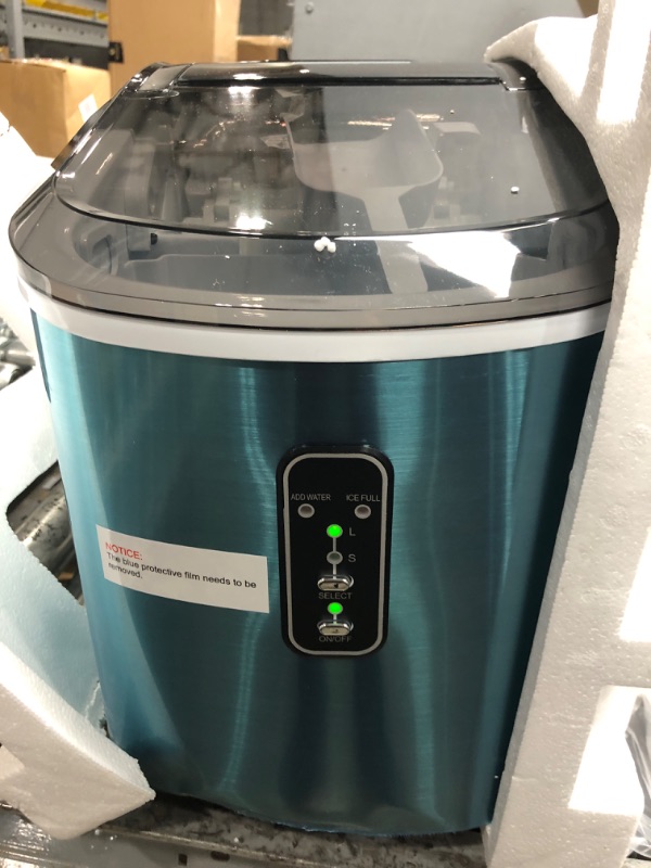 Photo 2 of DENTED/BENT***Euhomy Ice Maker Machine Countertop, 26 lbs in 24 Hours, 9 Cubes Ready in 6 Mins, Self-Clean Electric Ice Maker Compact Potable Ice Maker with Ice Scoop and Basket. for Home/Kitchen/Office.(Blue)
