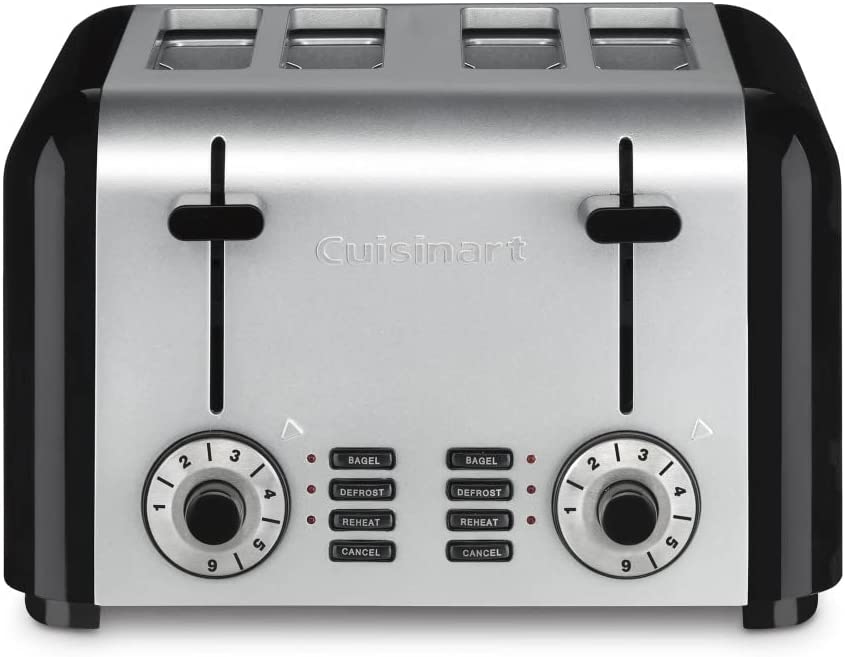 Photo 1 of 4 Slice Toaster by Cuisinart, Compact Toaster for Toast, Bagels, Defrost, Reheat & More, Stainless Steel/Black, CPT-340P1
