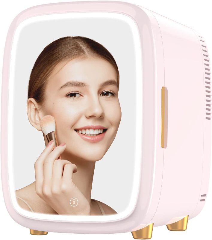 Photo 1 of EENOUR 12L Skincare Fridge with Drawer & LED Mirror, Beauty Mini Refrigerator Eco & Quiet for Bedroom, Portable Compact Makeup Fridge to Skin Care Cosmetics Chill, Perfect for Girls & Woman - Pink
