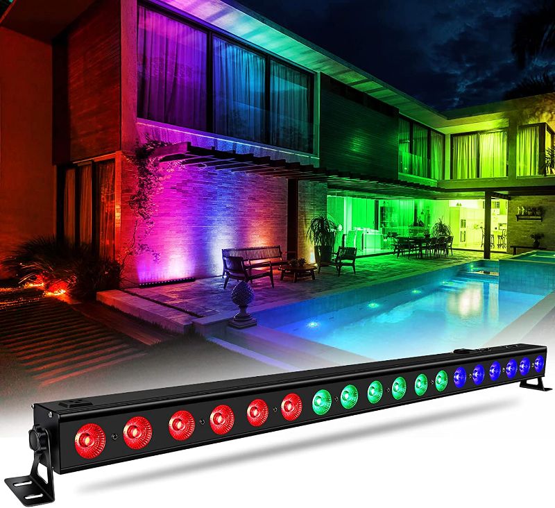 Photo 1 of Wash Light, OPPSK 40” 54W 18LEDs RGB 3 in 1 Stage Lights Bar Sound Activated Auto Play DMX Light Bar Uplight for Church Wedding Halloween Christmas Stage Lighting
