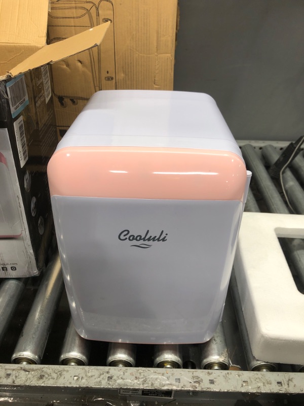 Photo 3 of Cooluli 10L Mini Fridge for Bedroom - Car, Office Desk & College Dorm Room - 12V Portable Cooler & Warmer for Food, Drinks, Skincare, Beauty, Makeup & Cosmetics - AC/DC Small Refrigerator (Pink) 10 Liter Pink