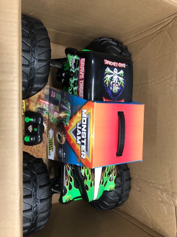 Photo 3 of Monster Jam, Official Mega Grave Digger All-Terrain Remote Control Monster Truck with Lights, 1: 6 Scale, Kids Toys for Boys