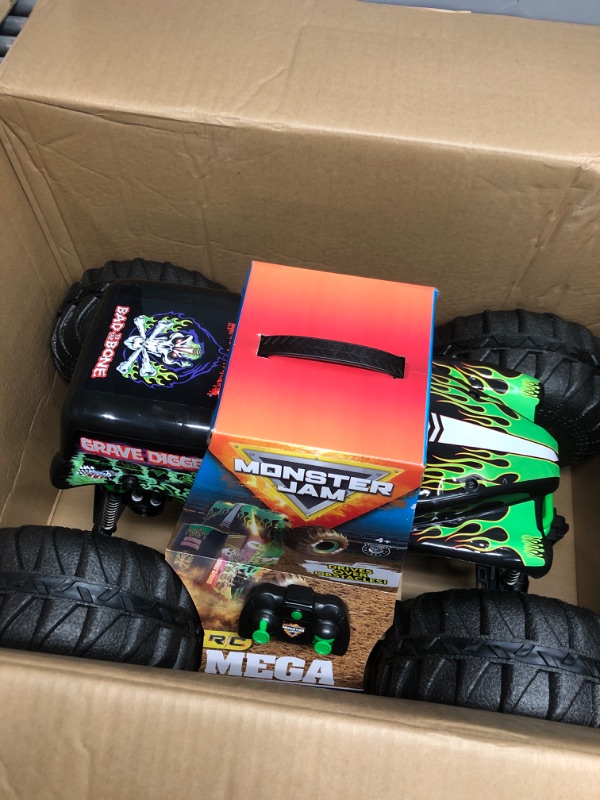 Photo 2 of Monster Jam, Official Mega Grave Digger All-Terrain Remote Control Monster Truck with Lights, 1: 6 Scale, Kids Toys for Boys