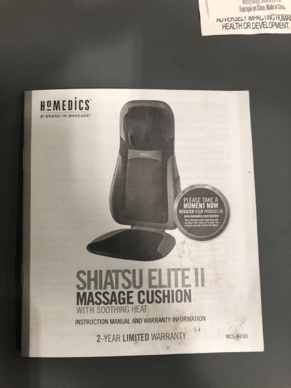 Photo 1 of HoMedics Shiatsu Elite II Massage Cushion with Soothing Heat 2 Back Massage Styles, 3 Massage Zones, Spot Massage, Controller and Chair Straps