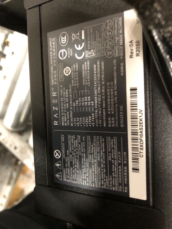 Photo 5 of Razer Core X Chroma Aluminum External GPU Enclosure (eGPU): Compatible with Windows & MacOS Thunderbolt 3 Laptops, NVIDIA /AMD PCIe Support, 700W PSU, 4x USB 3.1, 1x Gbit Ethernet, Chroma RGB, Black
