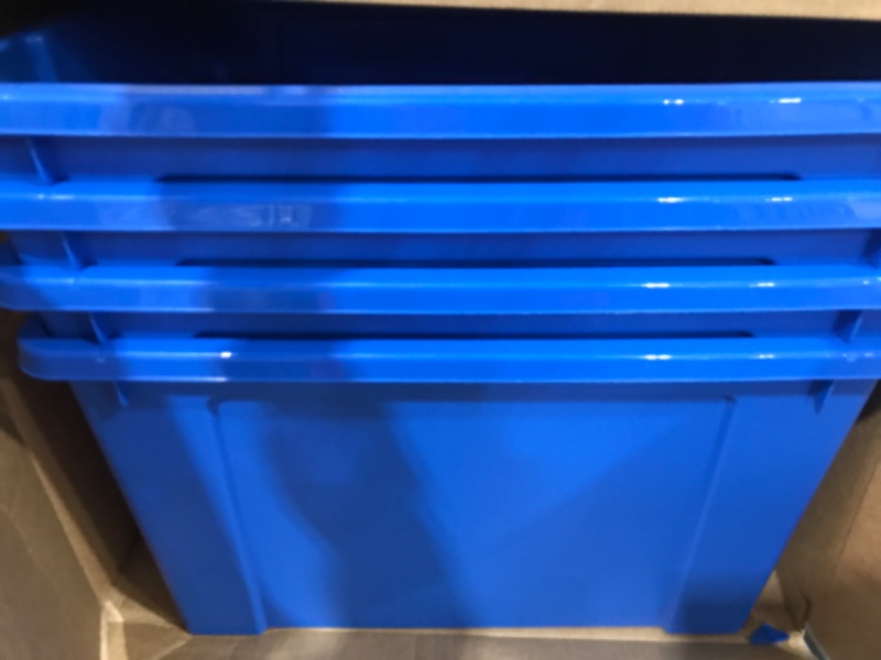 Photo 1 of 4 blue bins  no lids