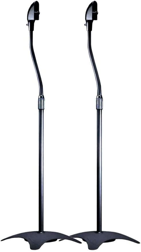 Photo 1 of Monoprice Satellite Speaker Floor Stands - Black (Pair) Supports Up to 5 Lbs. Each, Height Adjustable (26.8 to 43.3 Inches)
